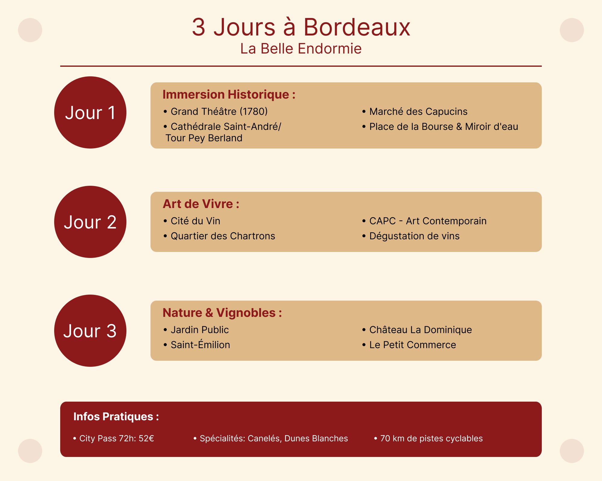 Bordeaux en 3 jours - voyage - itinéraire